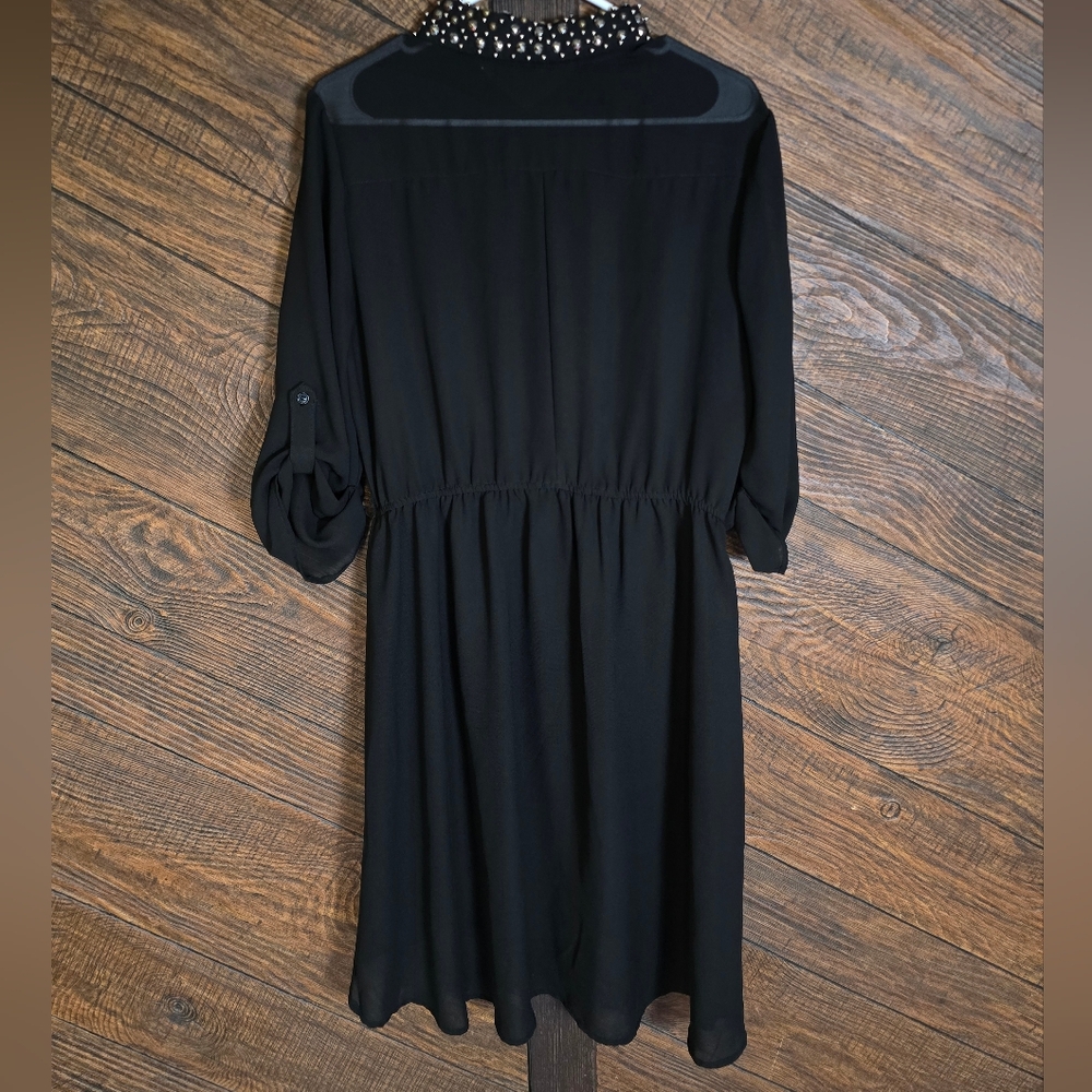 Lily Rose Black See Through Dress with Embellished Studded Collar XL - Picture 5 of 5